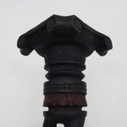 Twisted and engraved blackened wooden pedestal. 1960s 70s.