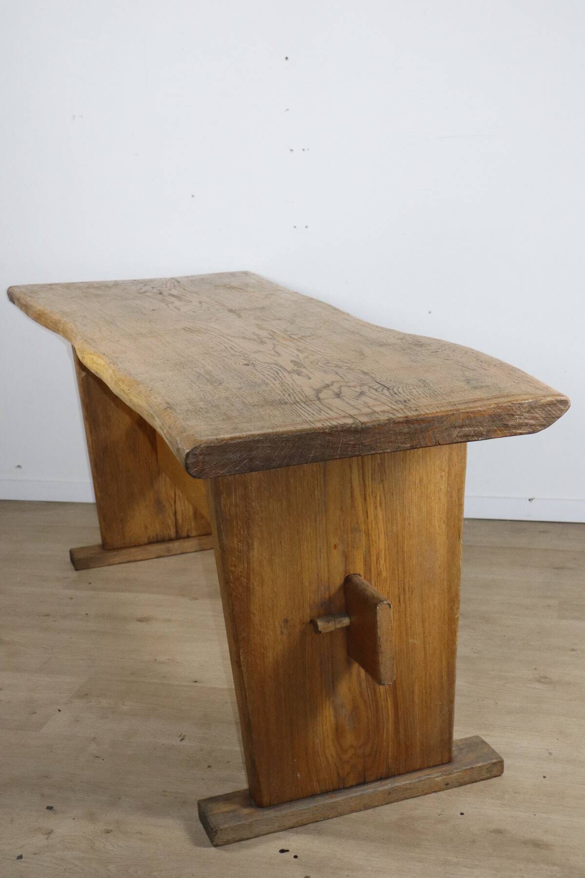 Brutalist solid wood dining table - 1950s/60s