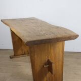 Brutalist solid wood dining table - 1950s/60s