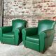 Armchairs (the pair) vintage 1950 in dark green skaï