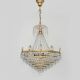 Large and antique chandelier, brass crown ceiling light, 7 tiers, 6 lights