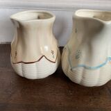Set of 2 vintage pitchers - 1950 - Barbotine