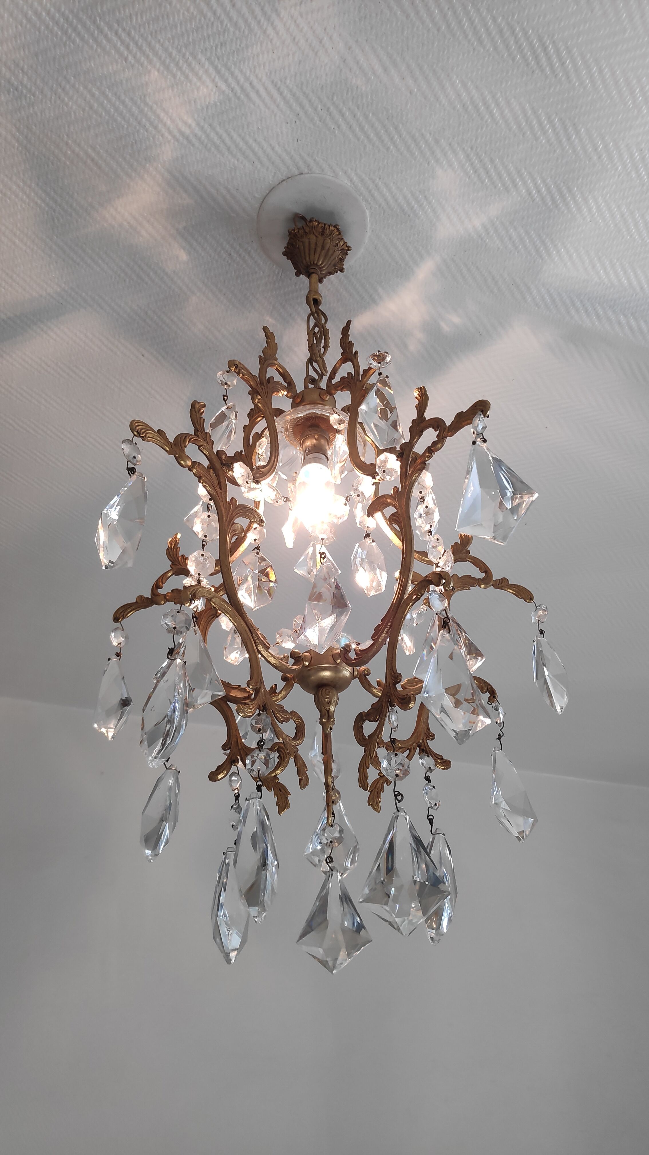 Bronze cage chandelier and crystal grapevines