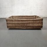 Set of 2 old large baskets with logs wood and wicker