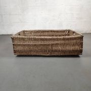 Lot de 2 anciens grands paniers à bûches bois et osier