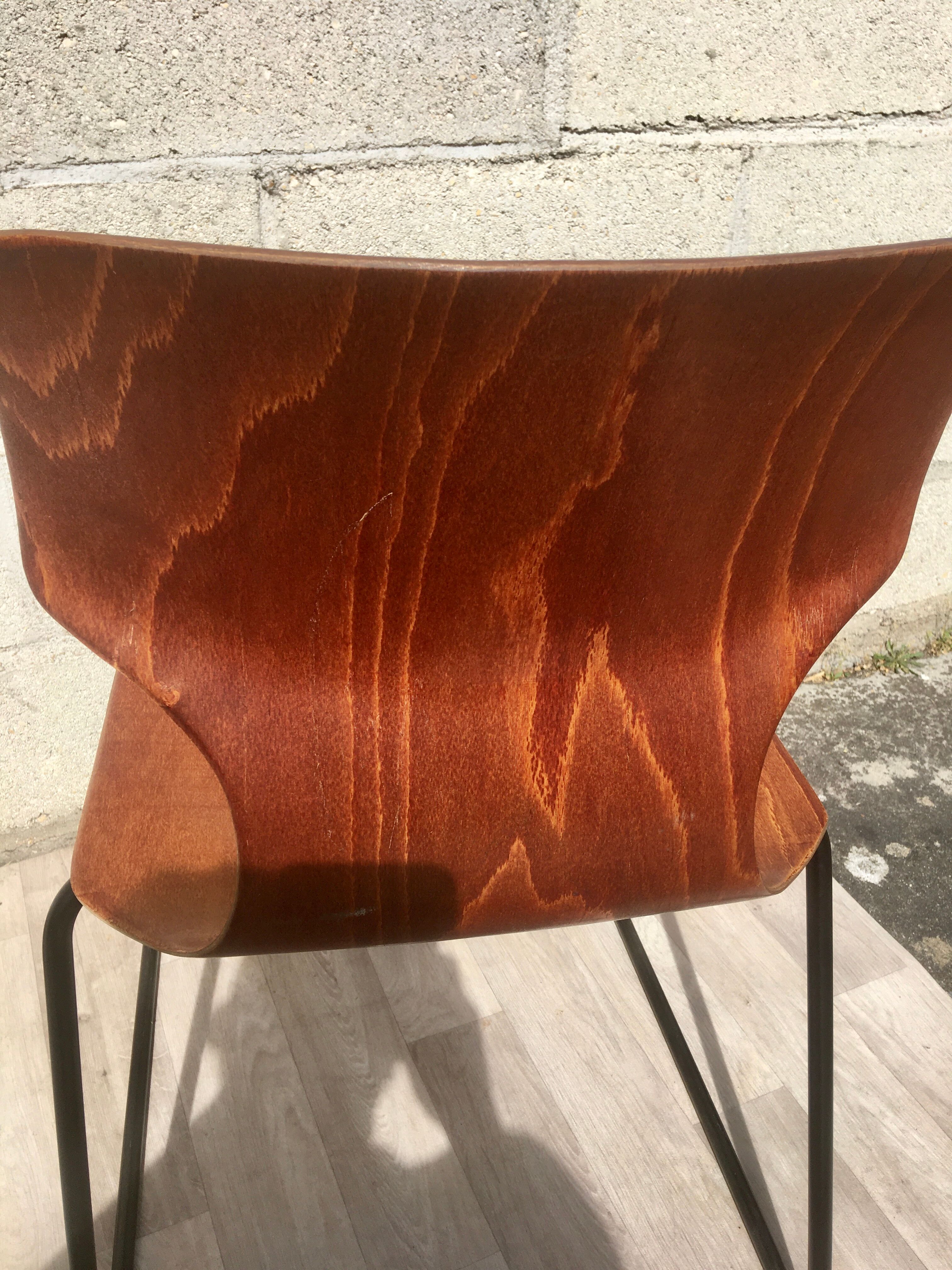 Set of 6 vintage sled chairs