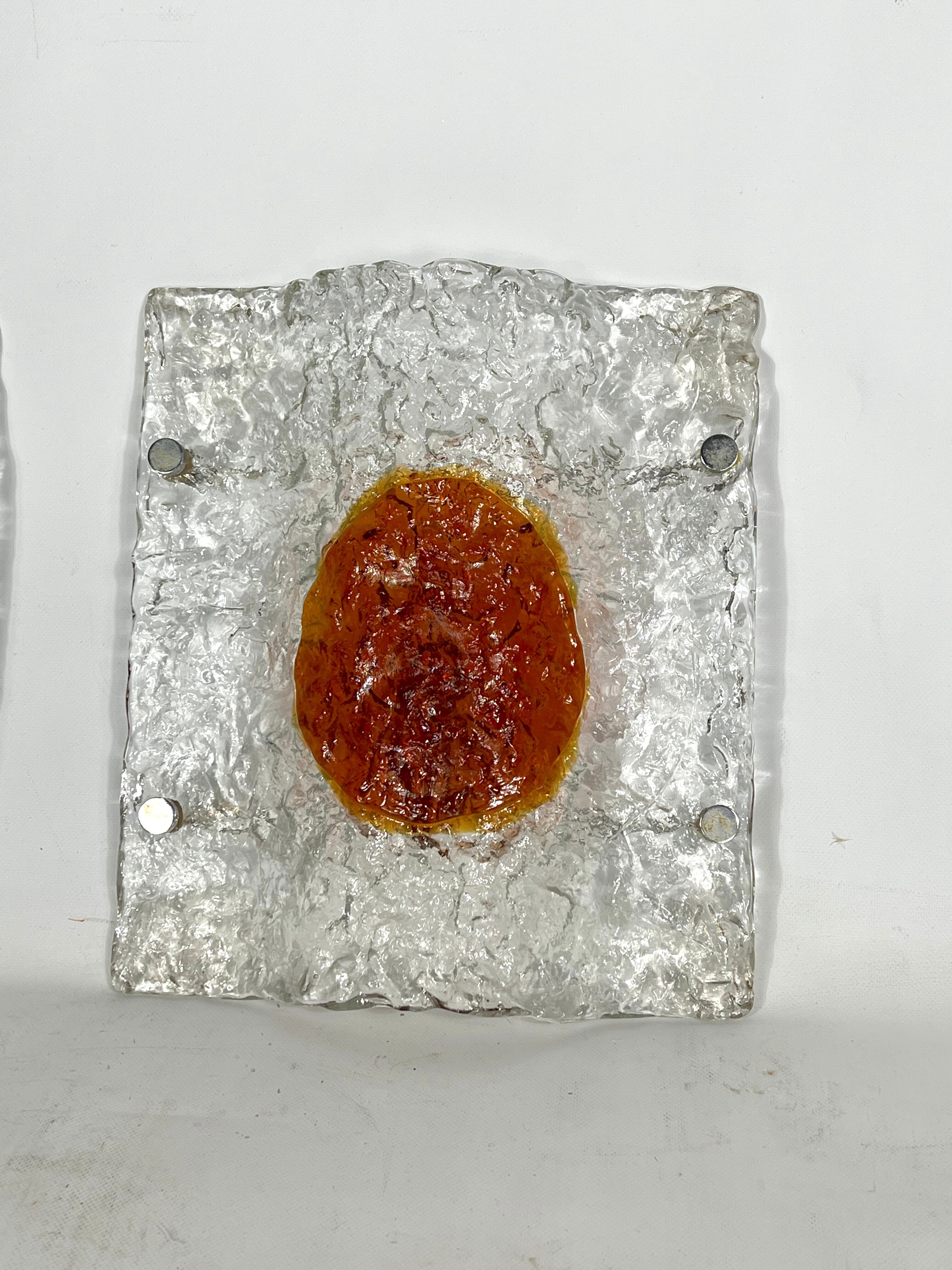 Mazzega, Mid-Century Modern Large Murano glass sconces. Set of two