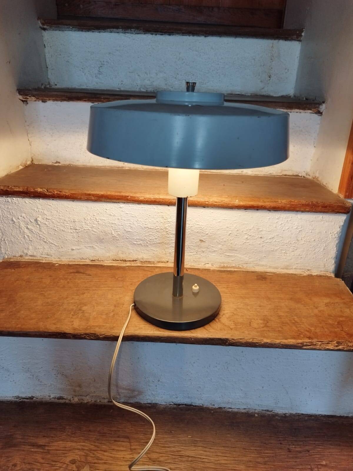 Vintage gray lamp, industrial style, 50s-60s