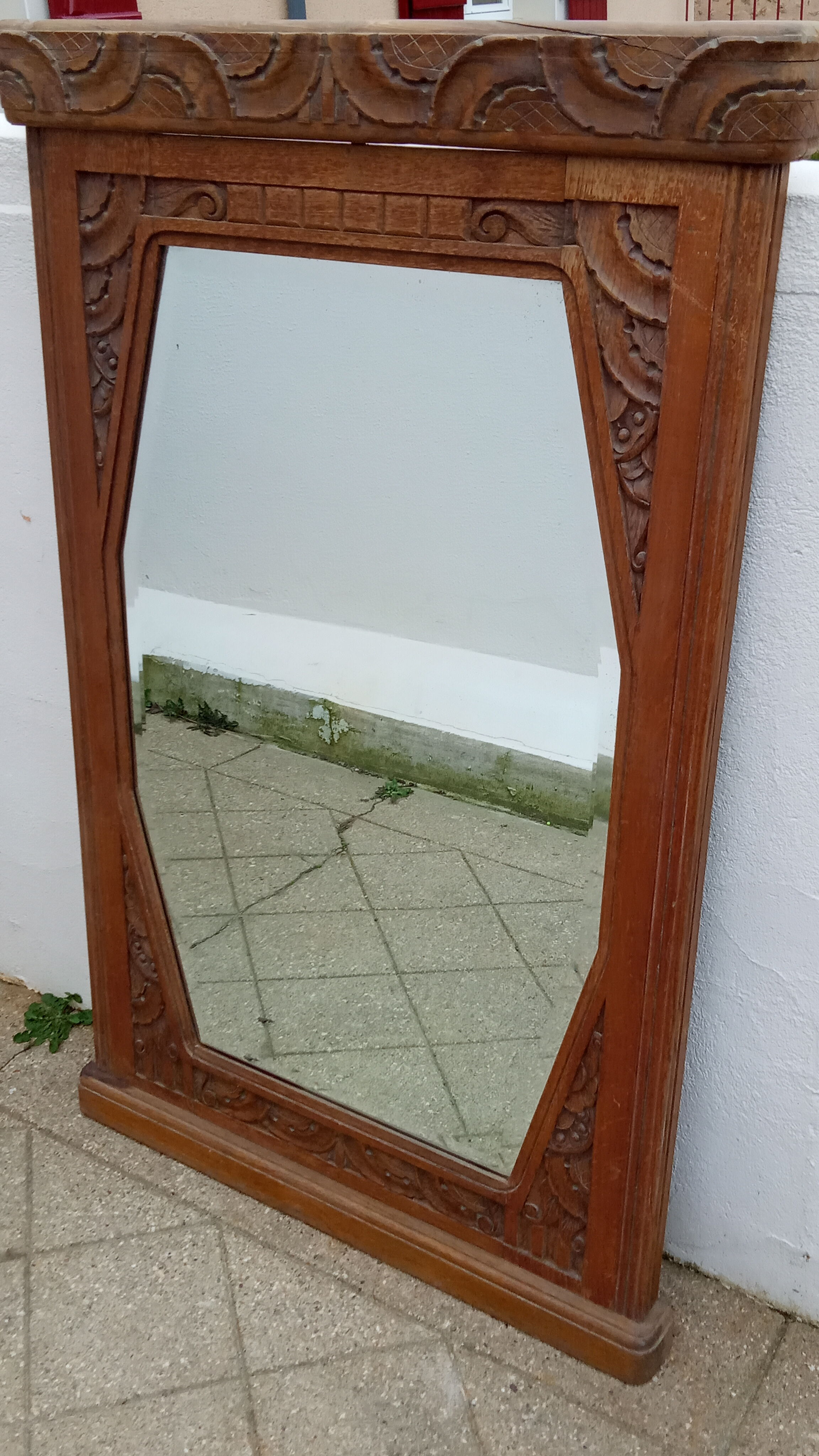 Art-Deco trumeau mirror in oak 79×124 cm