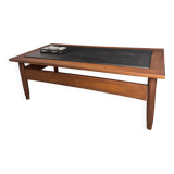Vintage oak and slate coffee table