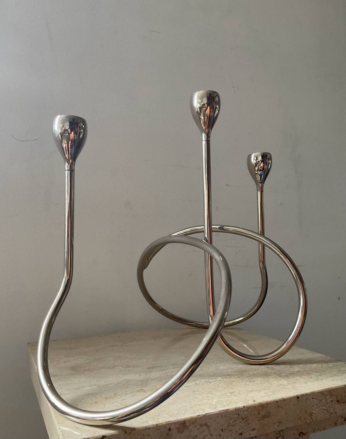 Black & Blum designer candle holder in silver metal