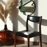Series of 6 chairs in skai and teak