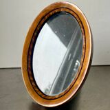 Cadre ovale antique en bois avec incrustation en intarsia 15,5 cm x 10 cm