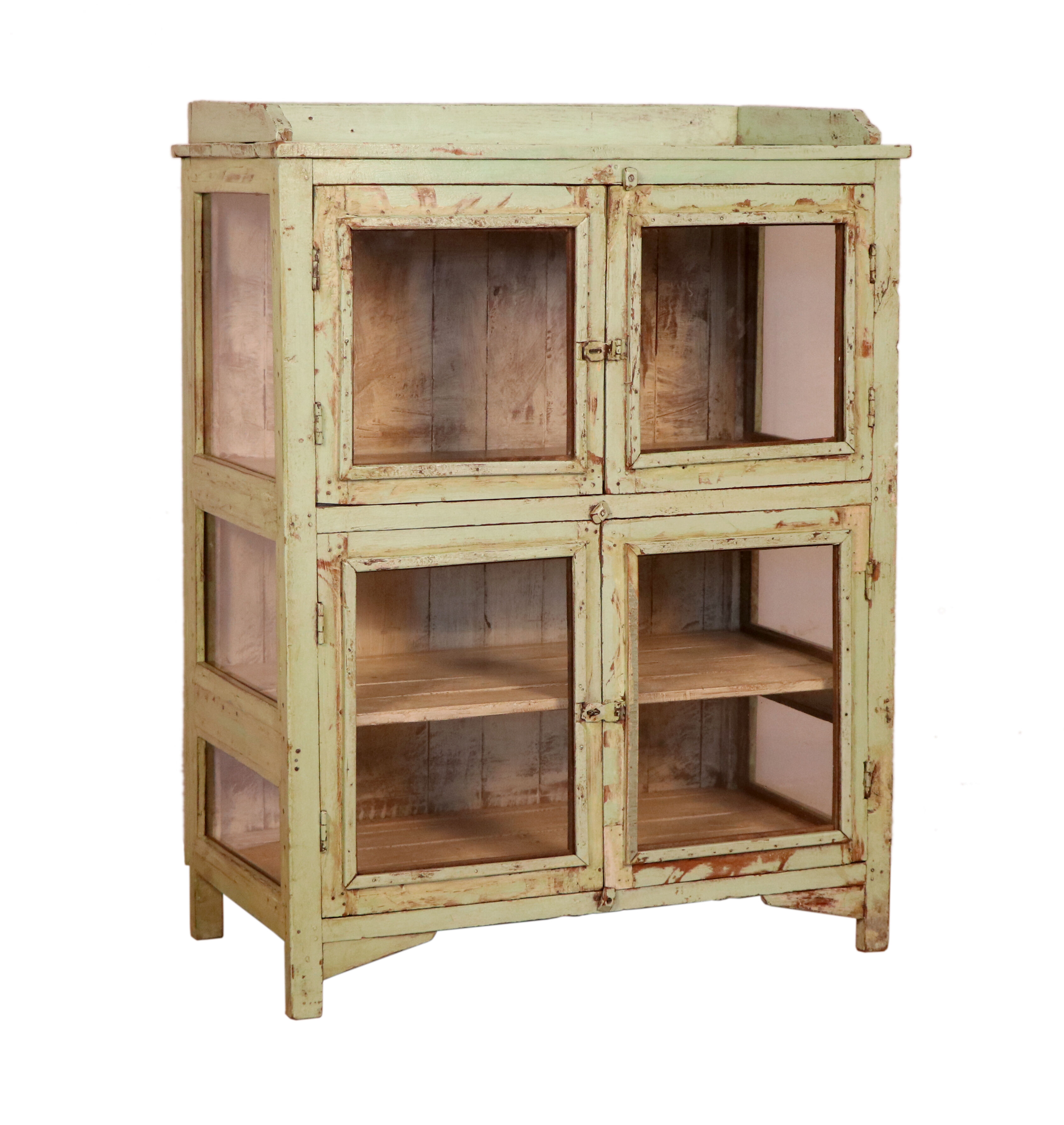Old Burmese teak dresser original pistachio green patina