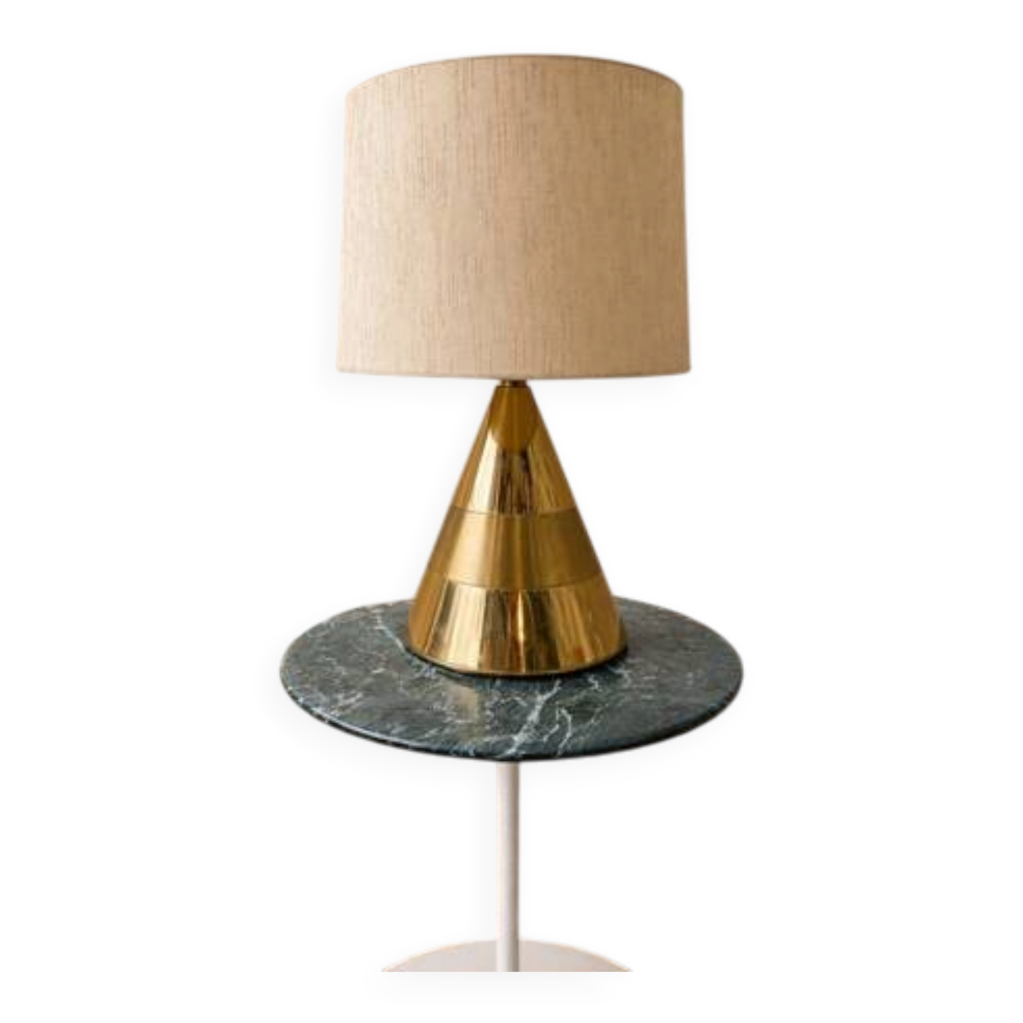 Lampe de table Italienne - 1970 - Laiton & Lin