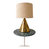 Lampe de table Italienne - 1970 - Laiton & Lin