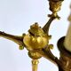 Pair of candelabra with a crane in gilded bronze, bamboo model.