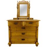 Art nouveau style baltic pine chest of drawers with mirror