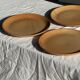 Set of 4 flat dinner plates in stoneware, no brand underneath.
