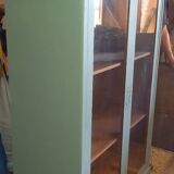 Green patina wooden display cabinet