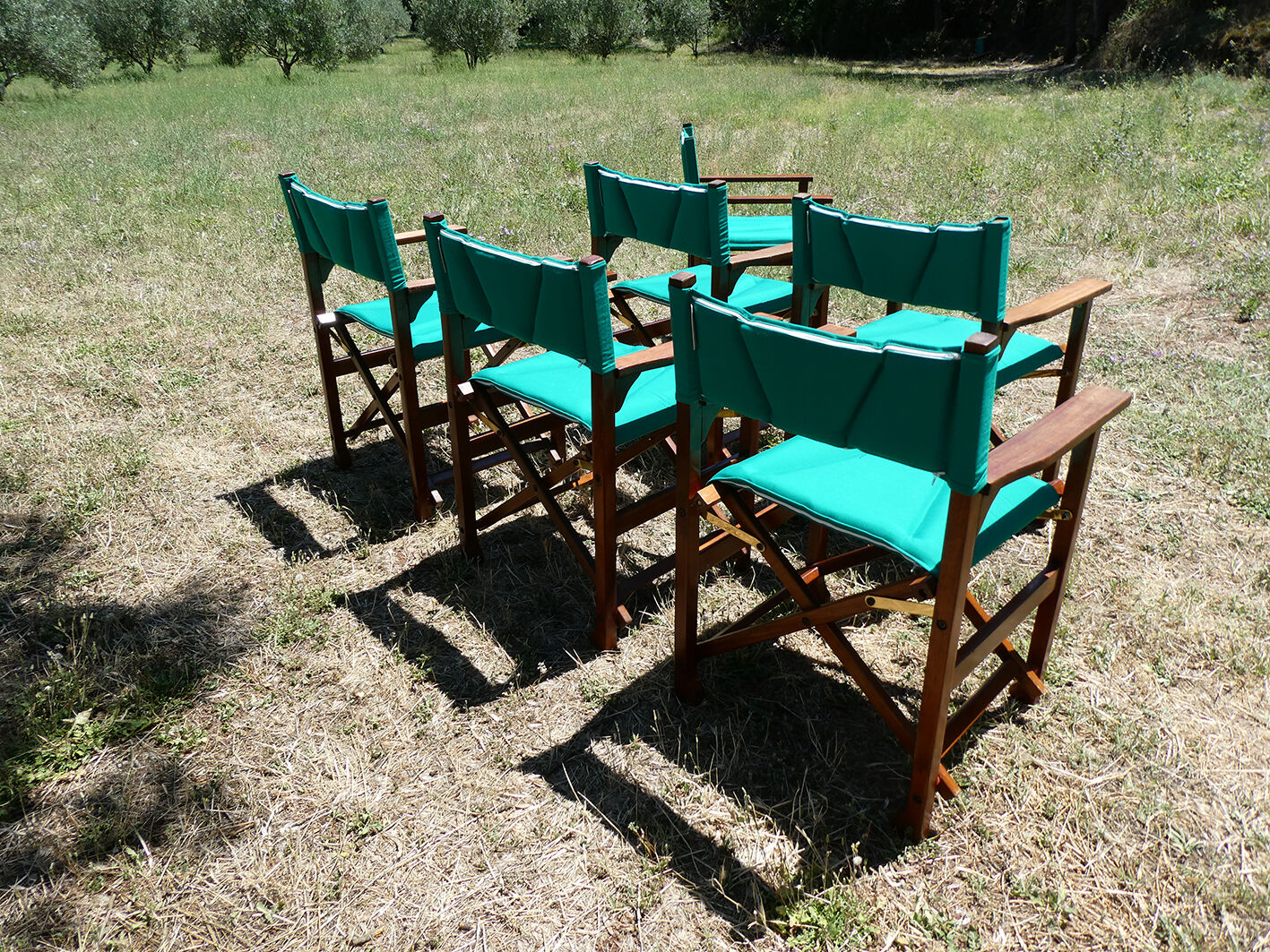 Lot of 6 foldable chairs in solid teak Roland Vlaemynck