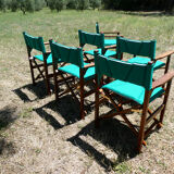 Lot of 6 foldable chairs in solid teak Roland Vlaemynck