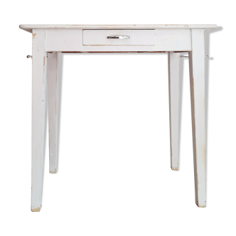 Weathered white wood farm table