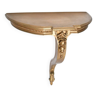Console d'applique murale en bois sculpté à patine doré