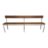 Three tubular and solid wood benches, boarding school, vintage, 1950s