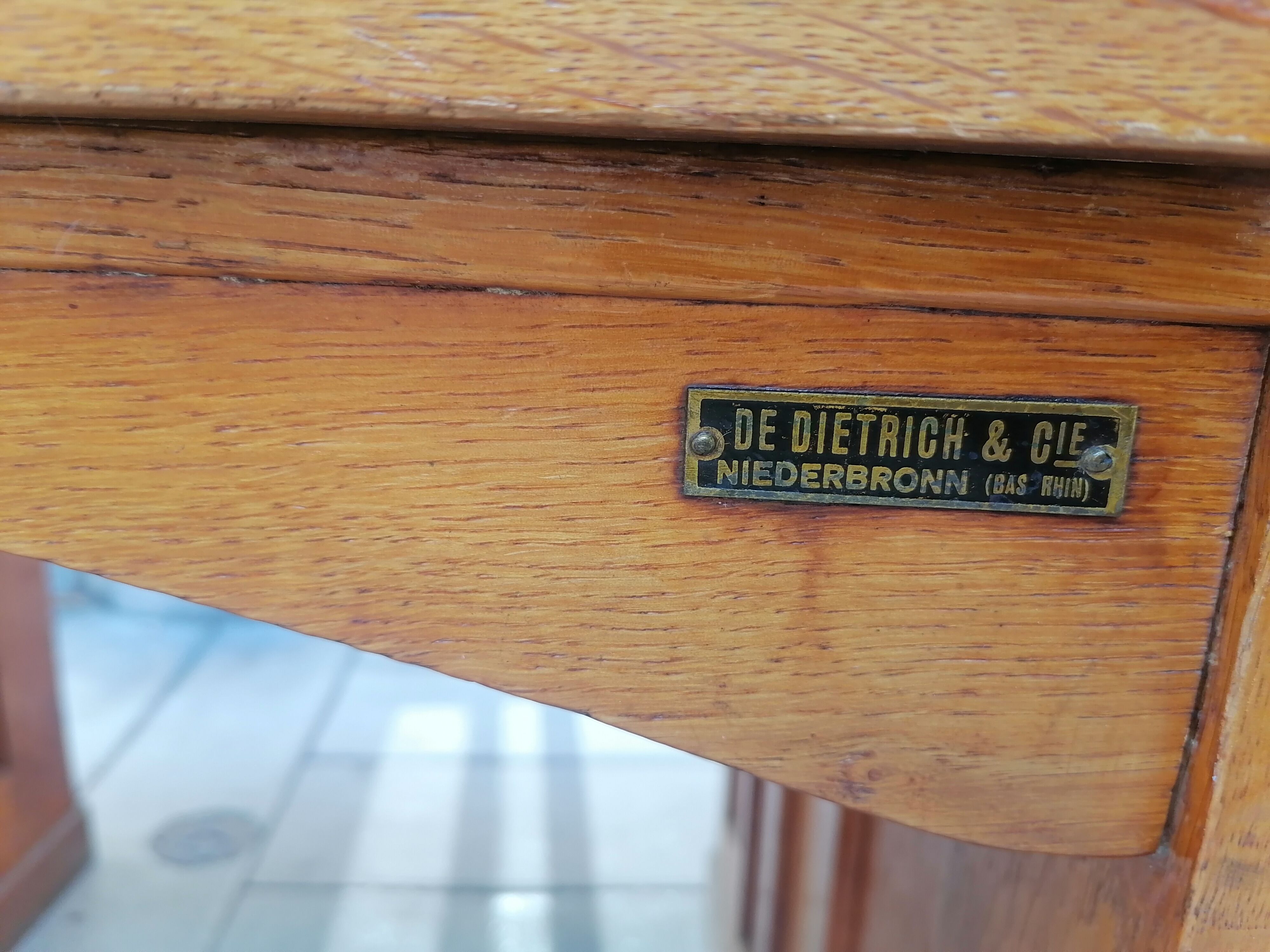 Old oak desk. De dietrich and Cie. 1950