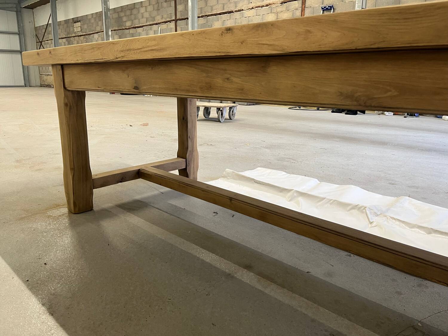 Light solid oak farmhouse table