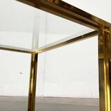 Cube side tables in brass and glass in the French Hollywood Regency style by Maison Charles, 1970s, set of 2.