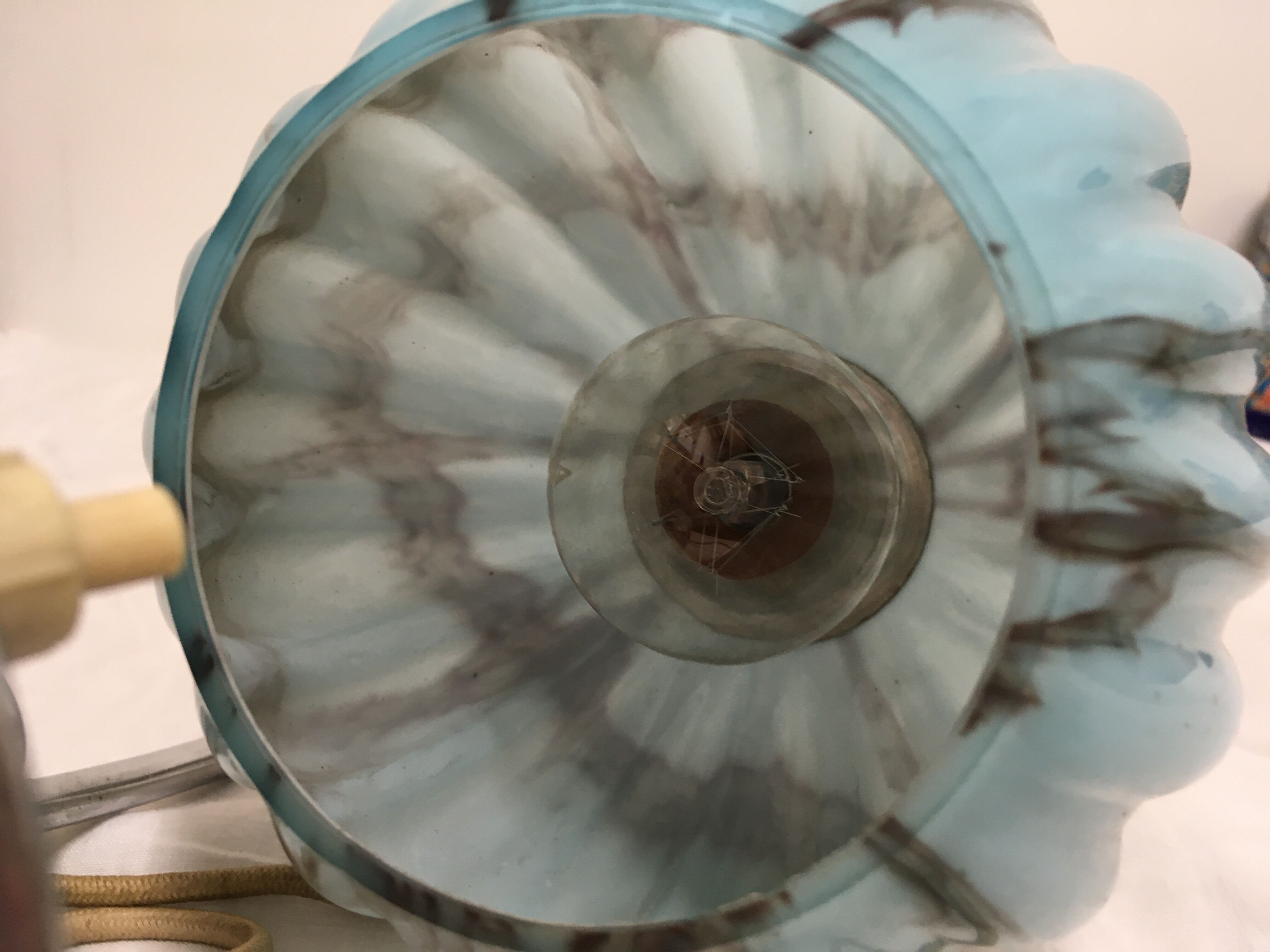 Opaline lamp blue marble art deco