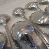 12 silver plated soup spoons by Christofle with Louis XVI ribbons