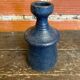 Vintage 1970s Blue Glazed Terracotta Candle Holder