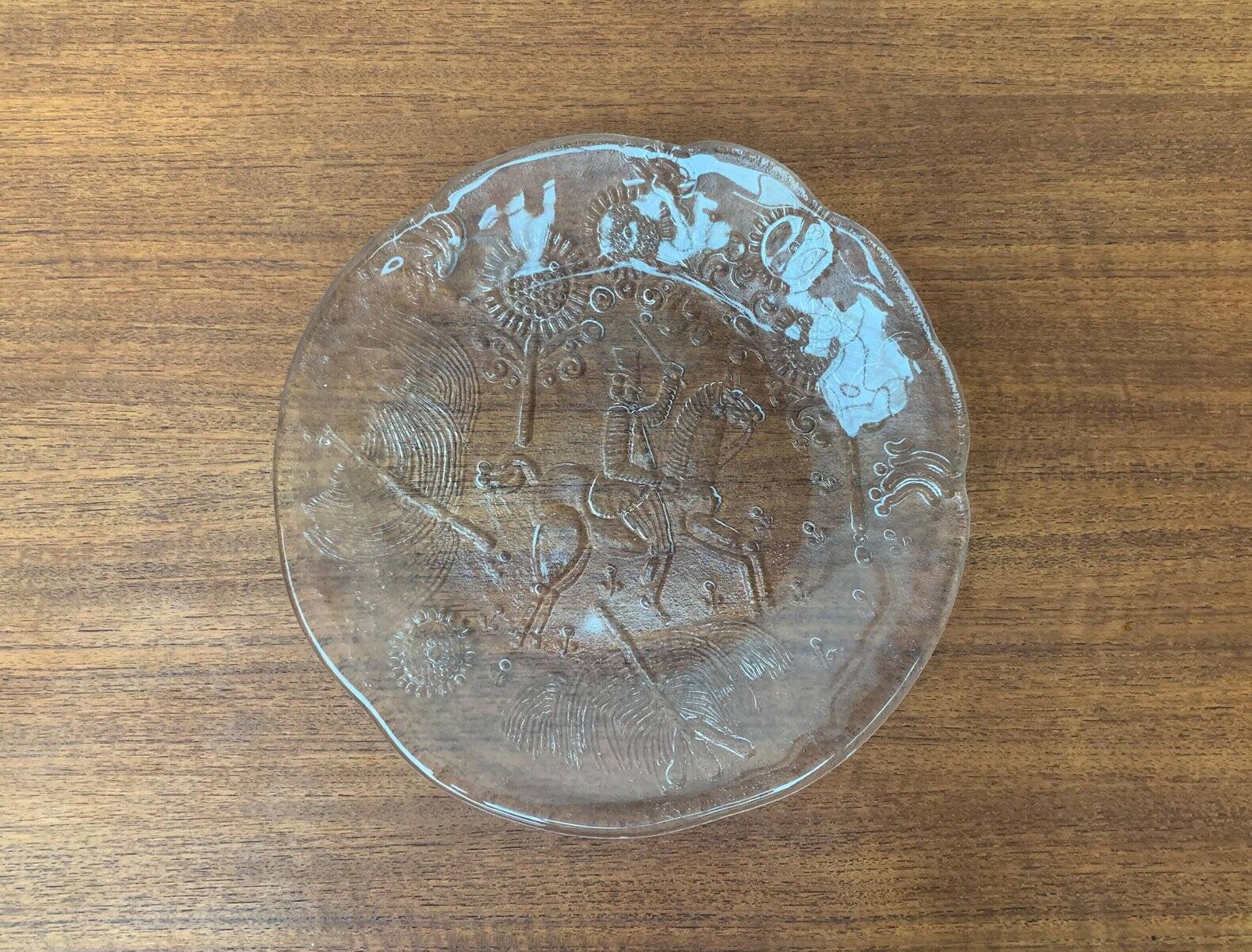 Vintage Swedish glass plate Doran by Goran Warff for Kosta Boda