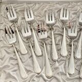 Dessert service 12 forks 1 silver metal shovel net model