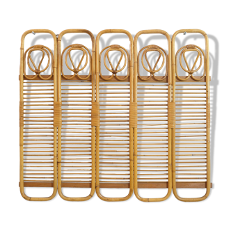 Rattan wall coat rack, Italy, 1960s.