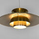 Brushed aluminum pendant light with golden finish, Denmark 1970