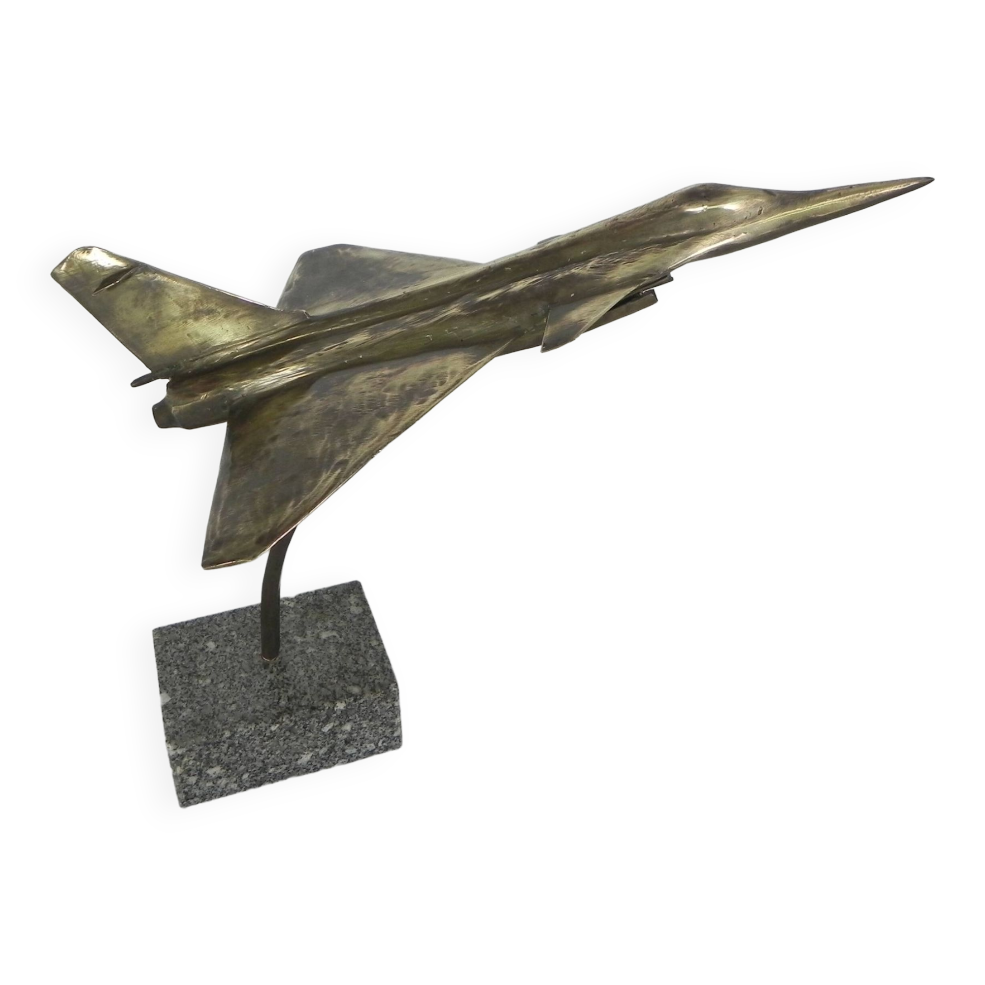 Sculpture en laiton d'un avion de chasse par François Melin