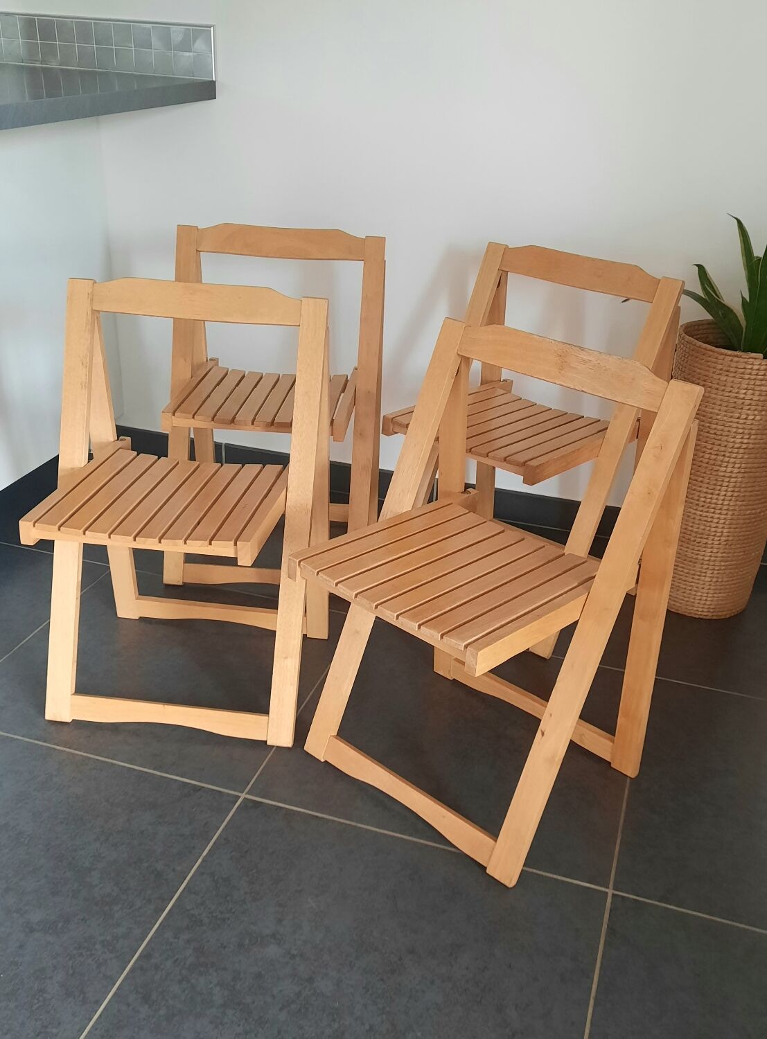 Vintage wood folding chairs
