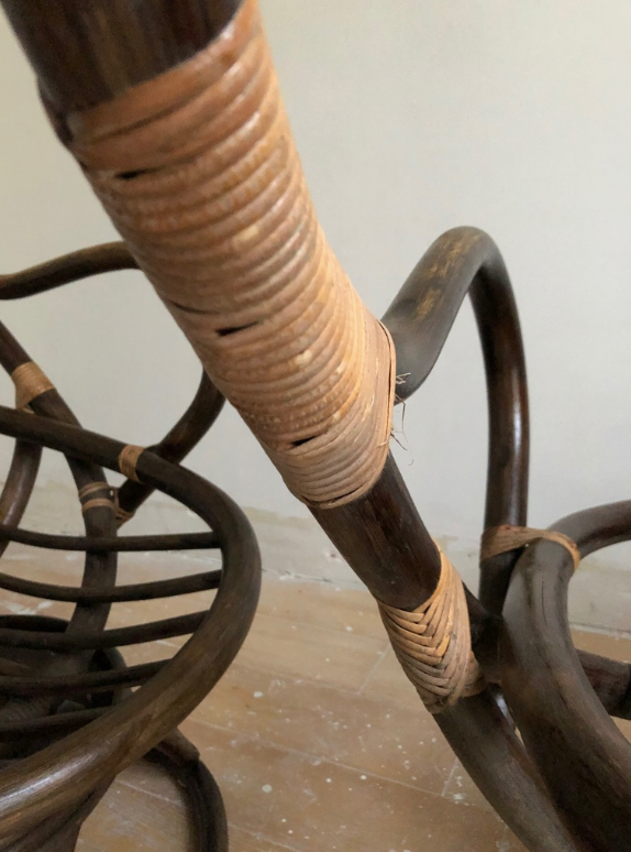 Lot of two rotating rattan chairs