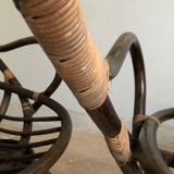 Lot of two rotating rattan chairs