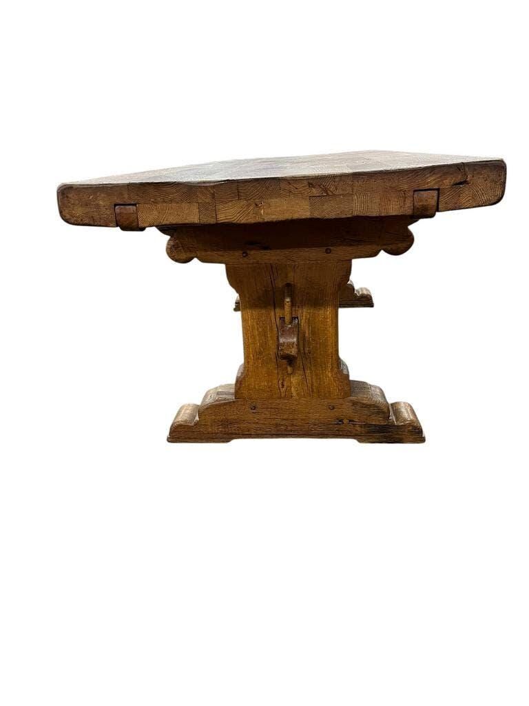 XL vintage brutalist wooden dining table