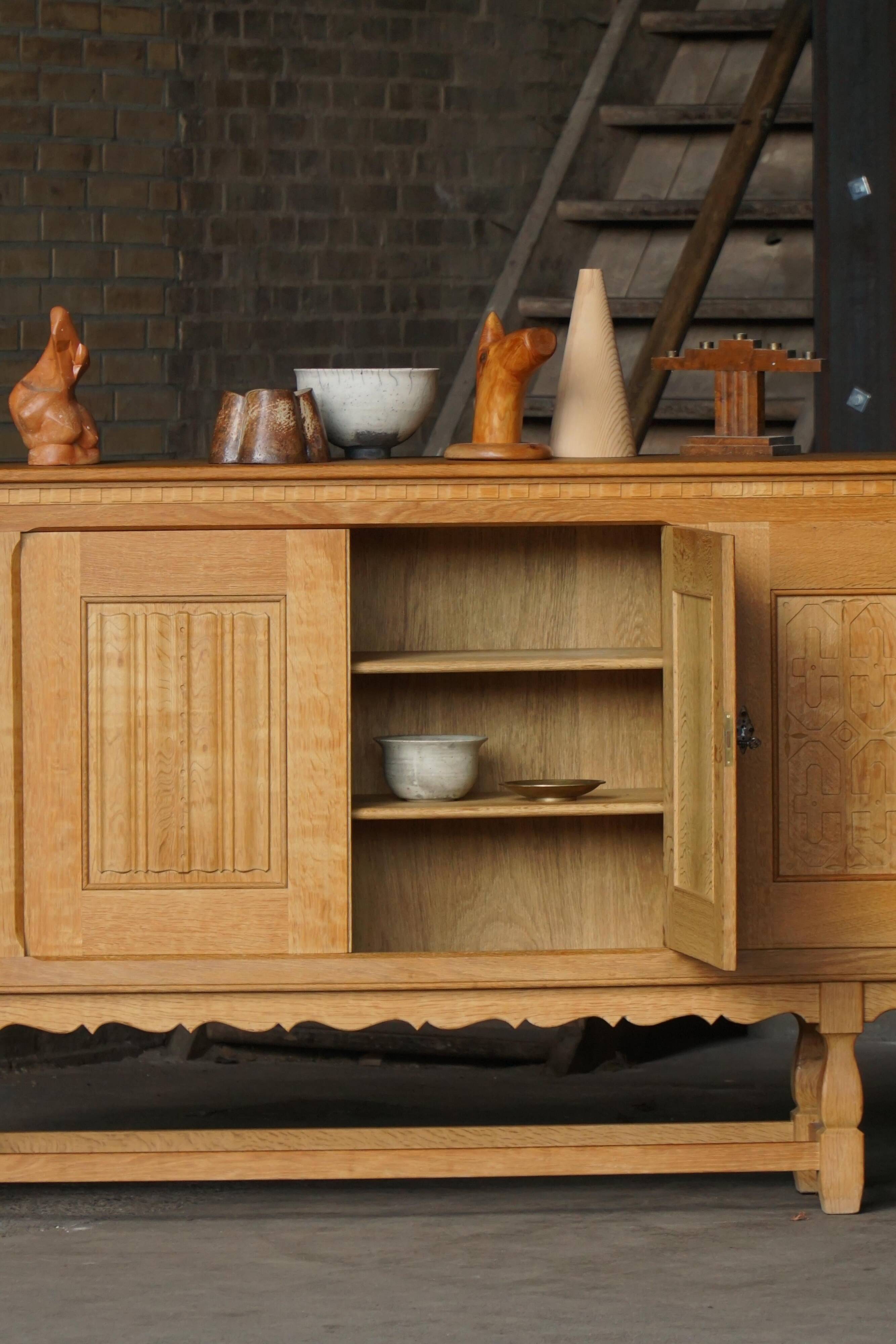 Henning Kjærnulf for EG Møbler, solid oak sideboard, Danish modern, 1960s.