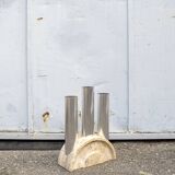 Porte-parapluie Travertin et aluminium Italie 1970