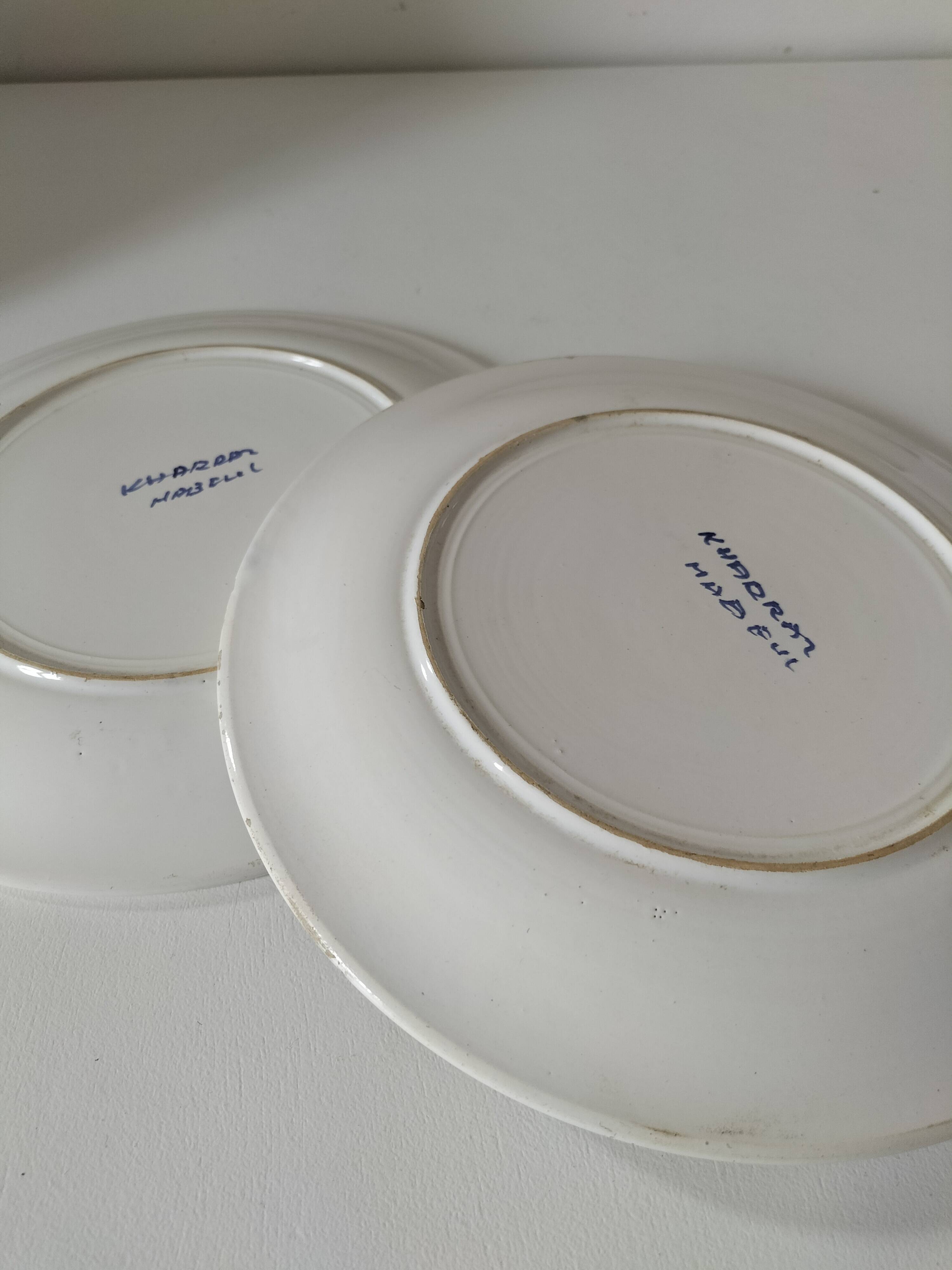 Pair of antique plates from Kharraz Nabeul, 1920s-1940s