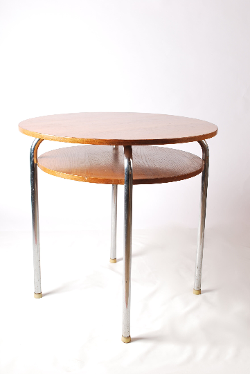 Bauhaus tubular steel cantilever table with underpanel ST 41 by Robert Slezák company