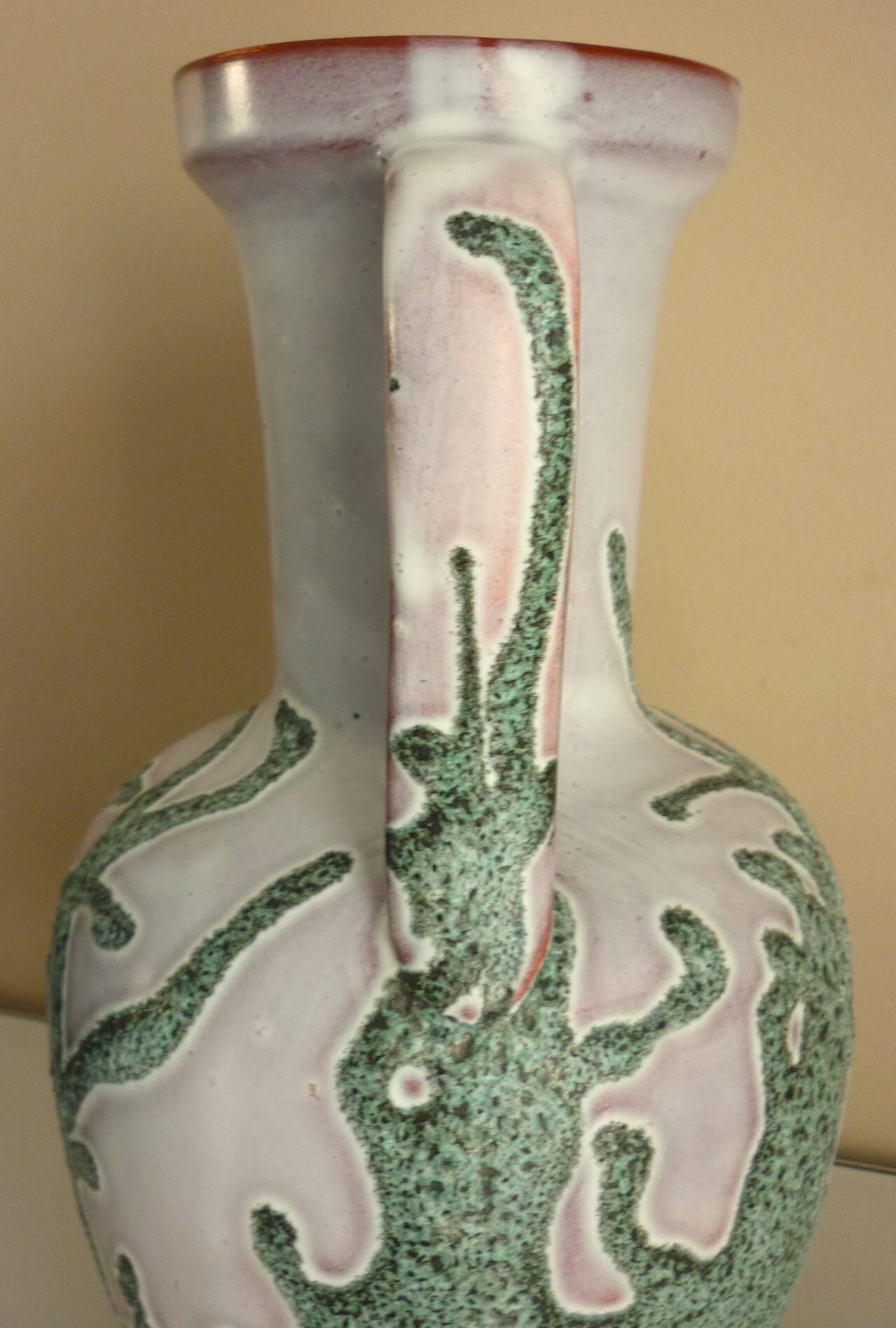 Large vase in glazed ceramic and "fat lava", signed Bruno Dose, design from the 50s/60s