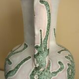 Large vase in glazed ceramic and "fat lava", signed Bruno Dose, design from the 50s/60s